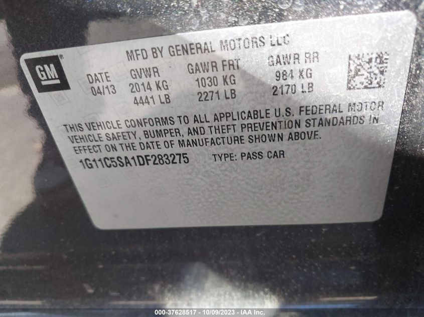 2013 CHEVROLET MALIBU LT - 1G11C5SA1DF283275