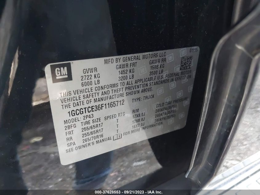 2015 CHEVROLET COLORADO 4WD Z71 - 1GCGTCE36F1165712