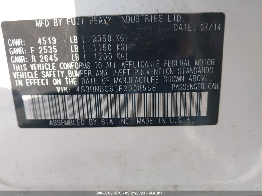 2015 SUBARU LEGACY 2.5I PREMIUM - 4S3BNBC65F3008558