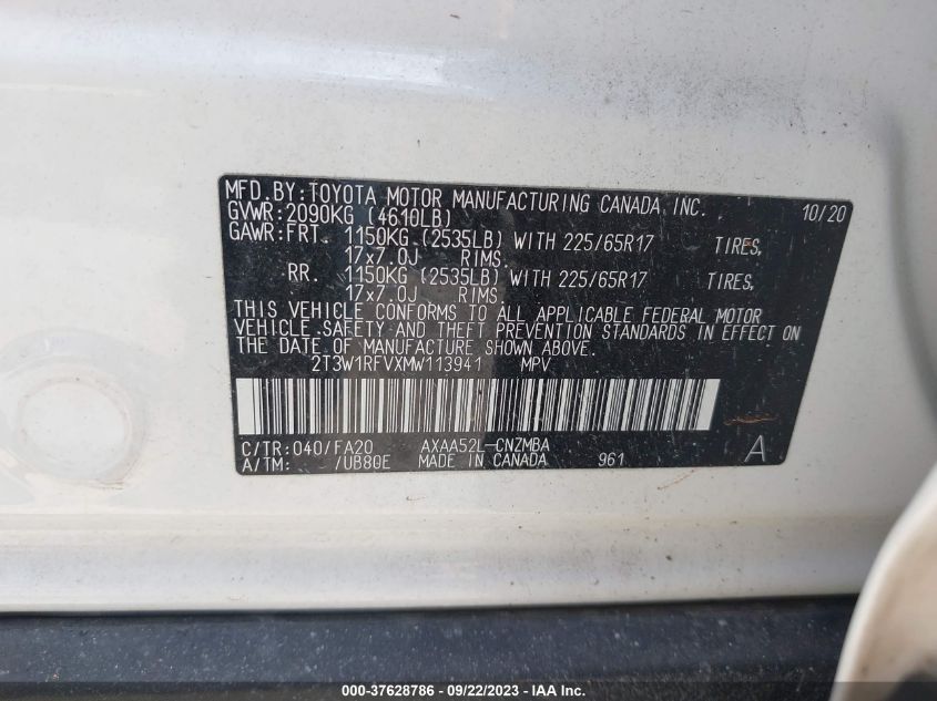 2021 TOYOTA RAV4 XLE - 2T3W1RFVXMW113941
