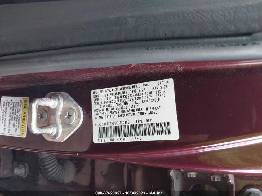 2014 HONDA CROSSTOUR EX-L V6 5J6TF1H55EL000898