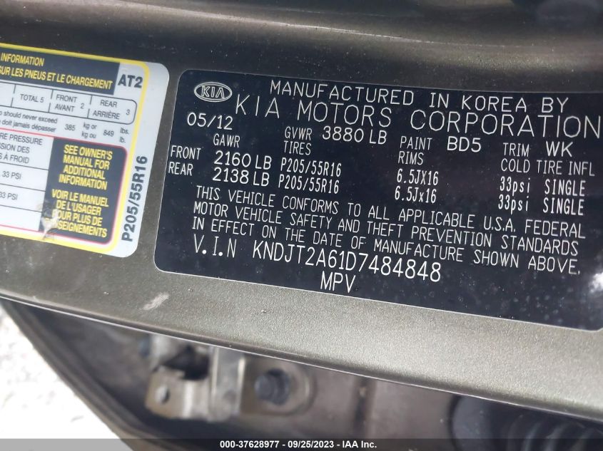 2013 KIA SOUL + - KNDJT2A61D7484848
