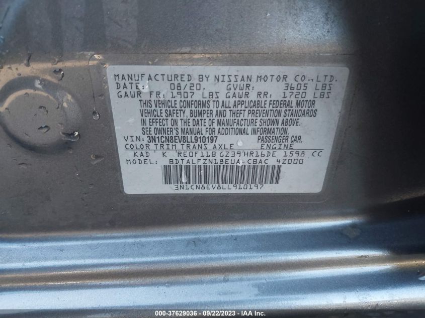2020 NISSAN VERSA SV - 3N1CN8EV8LL910197