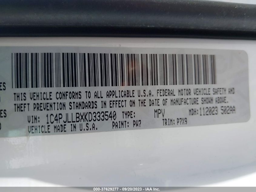 2019 JEEP CHEROKEE LATITUDE PLUS - 1C4PJLLBXKD333540