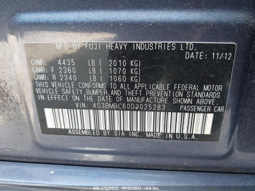 2013 SUBARU LEGACY 2.5I PREMIUM - 4S3BMBC60D3025283