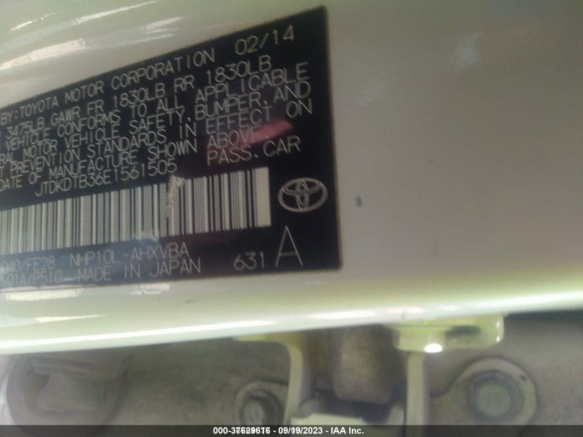 2014 TOYOTA PRIUS C ONE/THREE/TWO/FOUR - JTDKDTB36E1561505