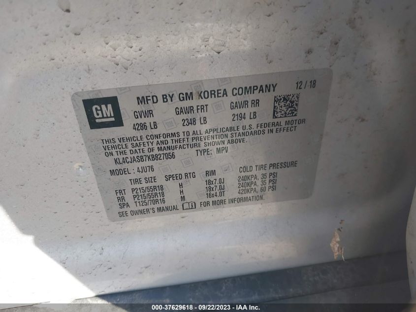 2019 BUICK ENCORE PREFERRED - KL4CJASB7KB527056