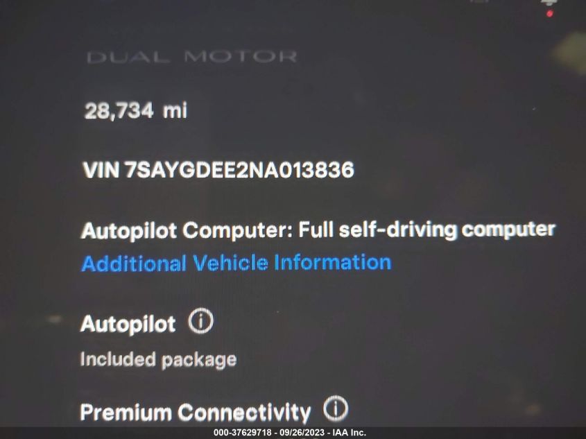 2022 TESLA MODEL Y LONG RANGE - 7SAYGDEE2NA013836