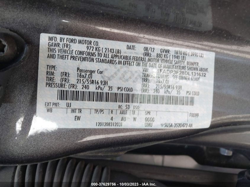 2013 FORD FOCUS SE - 1FADP3F28DL131632