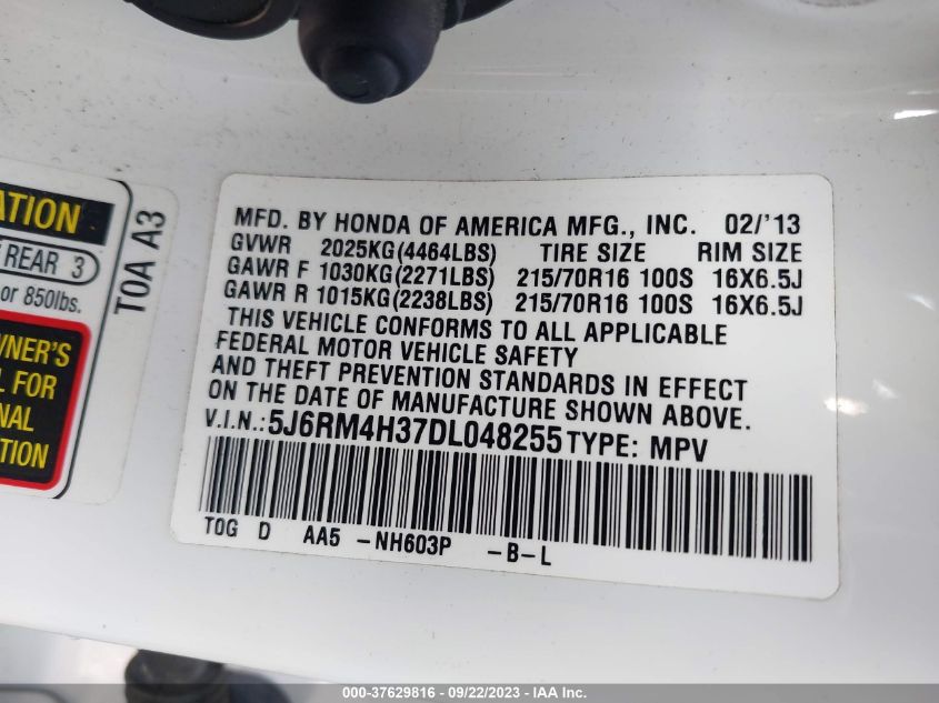 2013 HONDA CR-V LX - 5J6RM4H37DL048255
