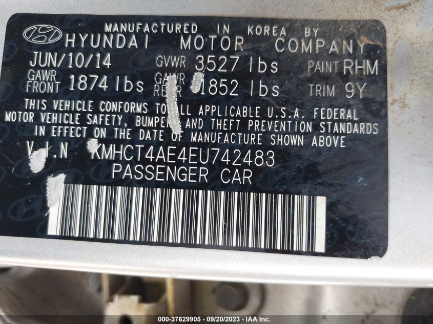 2014 HYUNDAI ACCENT GLS - KMHCT4AE4EU742483