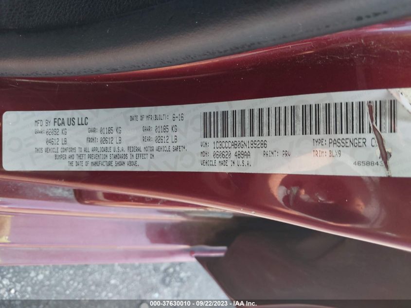 2016 CHRYSLER 200 LIMITED - 1C3CCCAB0GN189286