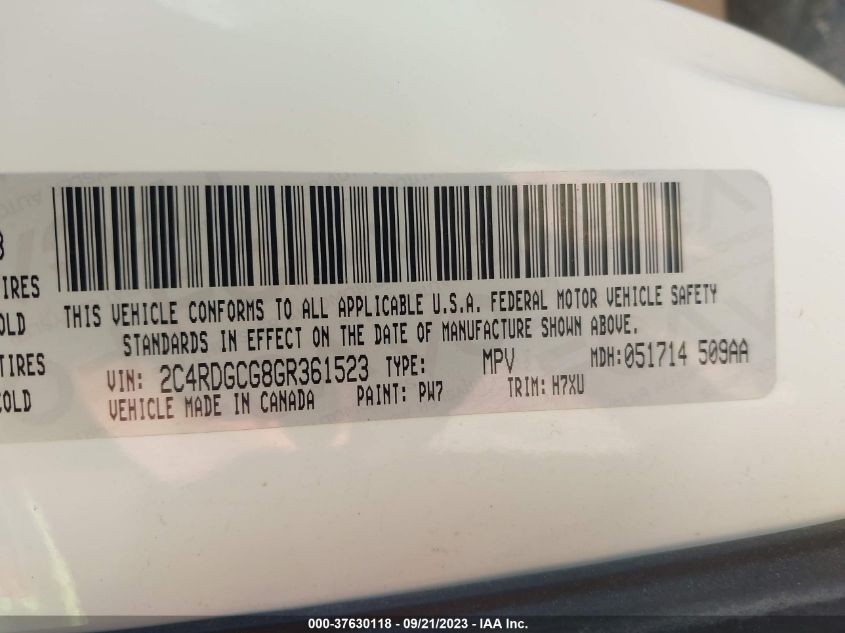 2016 DODGE GRAND CARAVAN SXT - 2C4RDGCG8GR361523