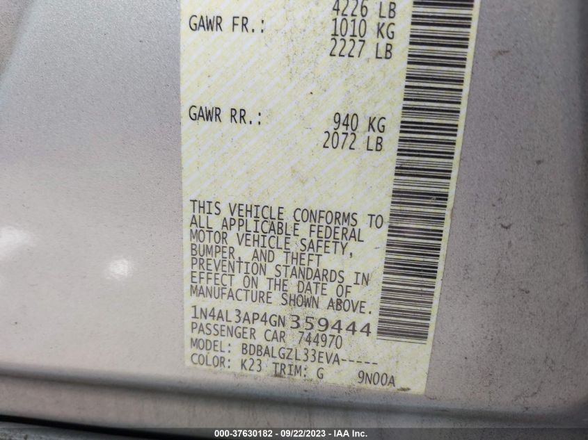 2016 NISSAN ALTIMA 2.5 - 1N4AL3AP4GN359444