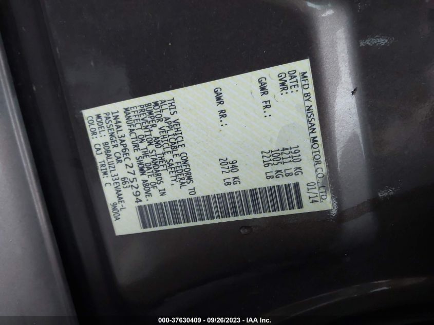 2014 NISSAN ALTIMA 2.5 SV - 1N4AL3AP6EC275294