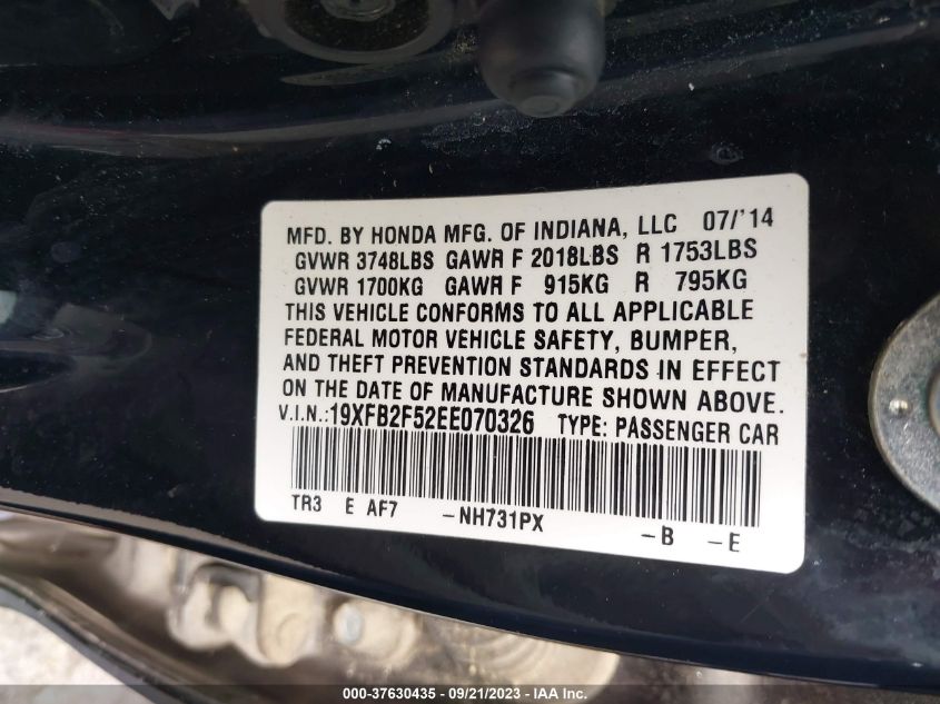 2014 HONDA CIVIC LX - 19XFB2F52EE070326