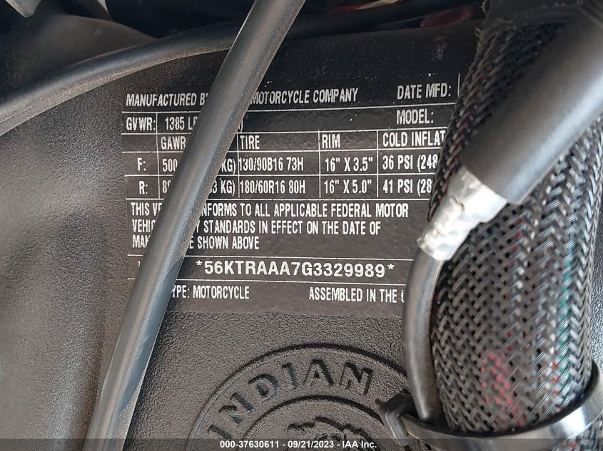 2016 INDIAN MOTORCYCLE CO. ROADMASTER 56KTRAAA7G3329989