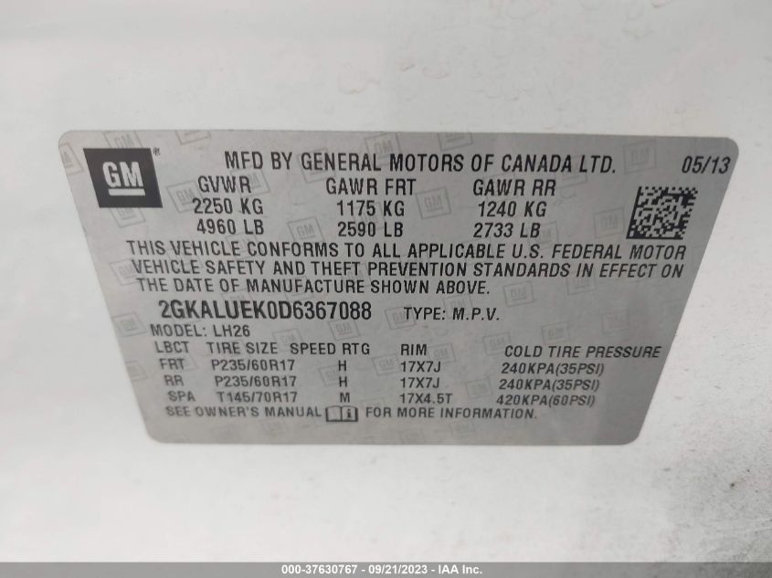 2013 GMC TERRAIN SLT - 2GKALUEK0D6367088