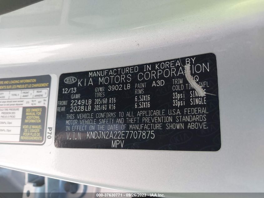 2014 KIA SOUL BASE - KNDJN2A22E7707875