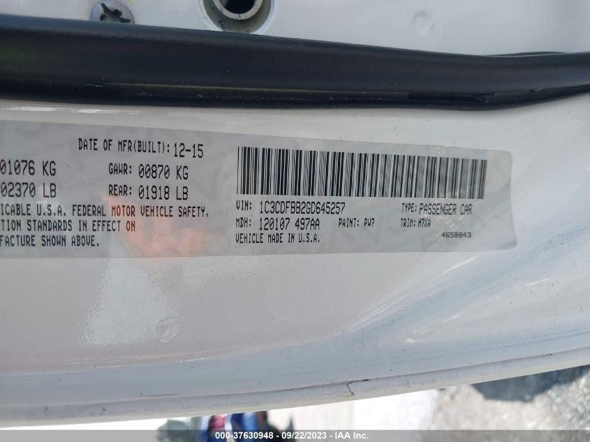2016 DODGE DART SXT - 1C3CDFBB2GD645257