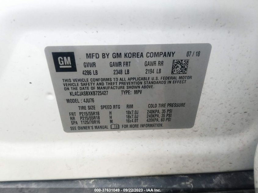 KL4CJASBXKB725427 Buick Encore PREFERRED 9