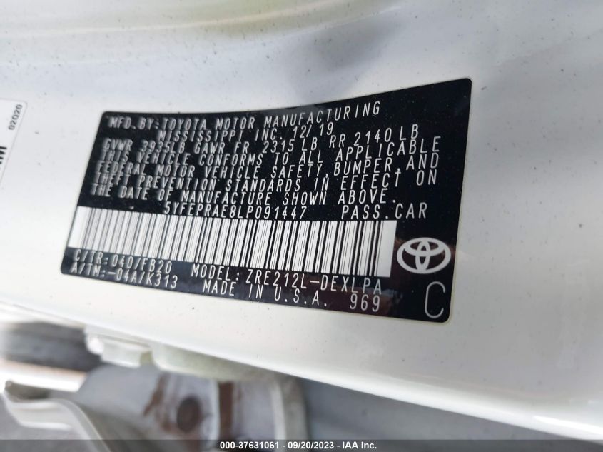 2020 TOYOTA COROLLA LE - 5YFEPRAE8LP091447