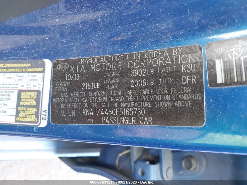 2014 KIA FORTE EX - KNAFZ4A80E5165730