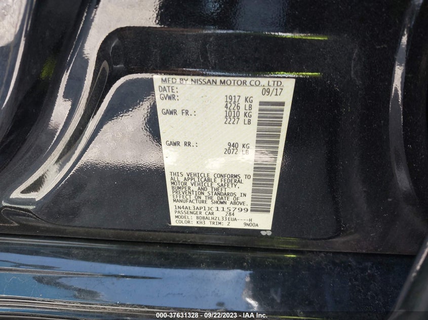VIN 1N4AL3AP1JC115799 2018 NISSAN ALTIMA 2.5/S/SV/SL/SR