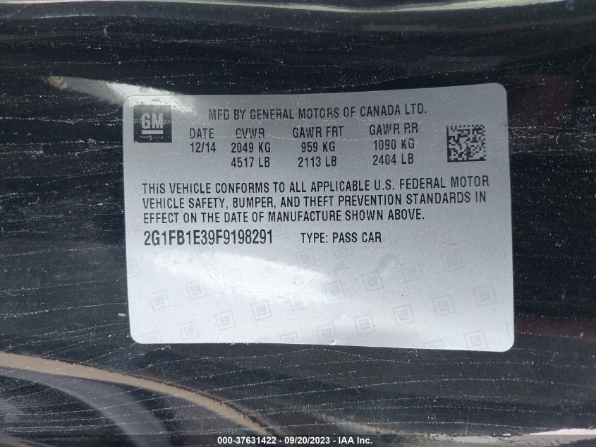 2015 CHEVROLET CAMARO LS - 2G1FB1E39F9198291