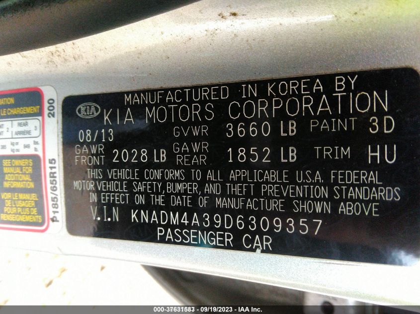 2013 KIA RIO LX - KNADM4A39D6309357