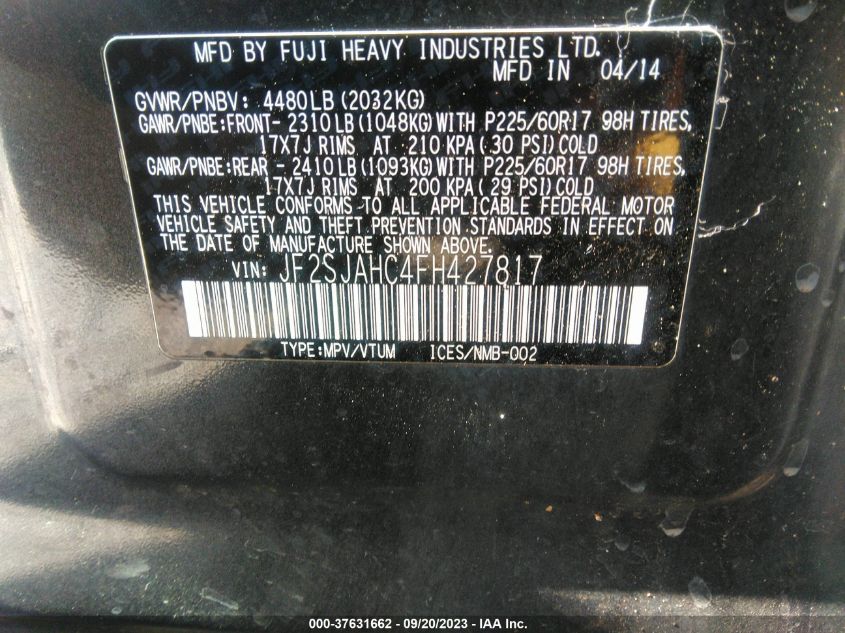 2015 SUBARU FORESTER 2.5I LIMITED - JF2SJAHC4FH427817