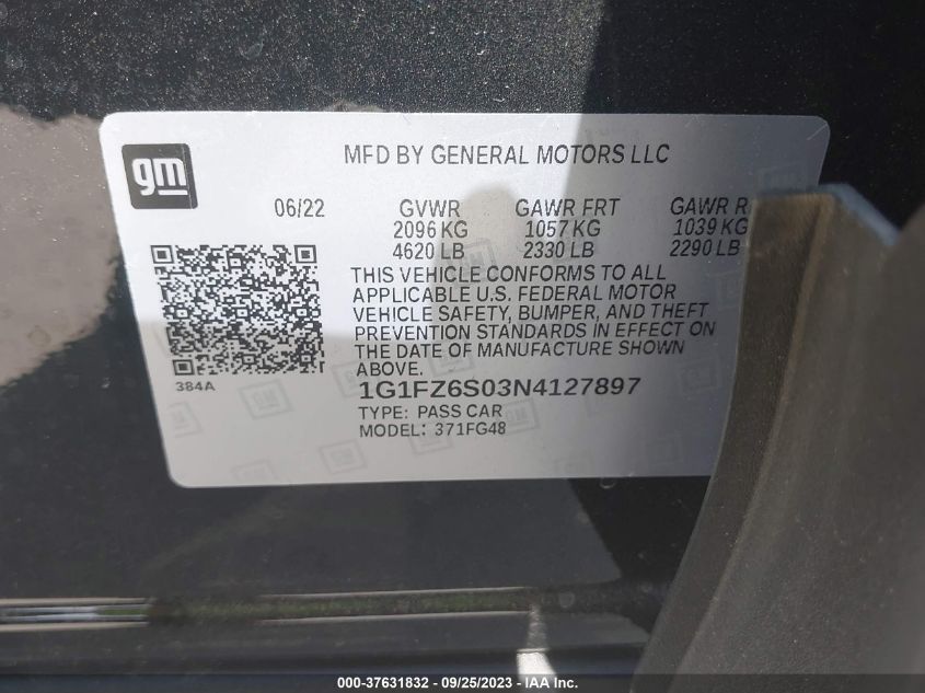 2022 CHEVROLET BOLT EUV FWD PREMIER 1G1FZ6S03N4127897