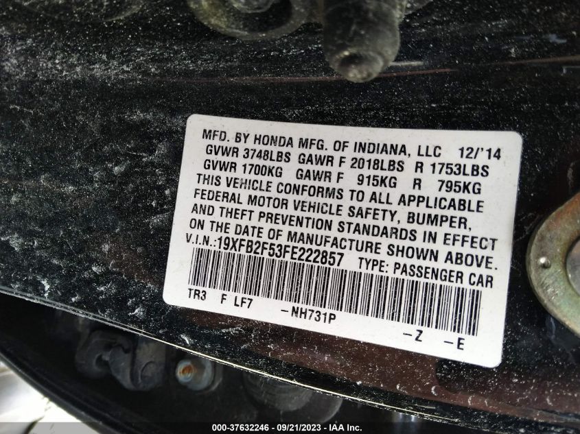 2015 HONDA CIVIC SEDAN LX - 19XFB2F53FE222857