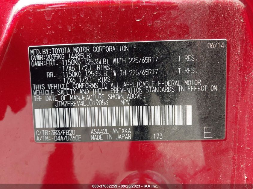 2014 TOYOTA RAV4 LE - JTMZFREV4EJ019053
