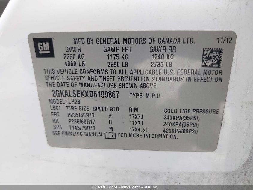 2013 GMC TERRAIN SLE - 2GKALSEKXD6199867