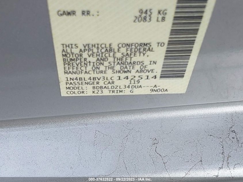 2020 NISSAN ALTIMA 2.5 S - 1N4BL4BV3LC142514