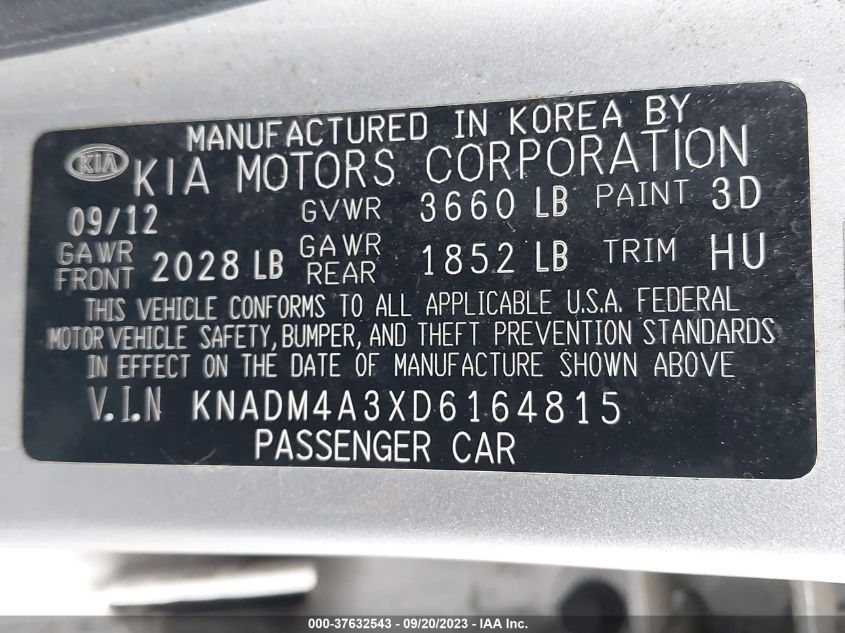 2013 KIA RIO LX - KNADM4A3XD6164815