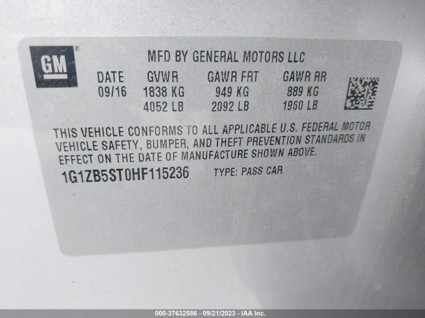 2017 CHEVROLET MALIBU LS - 1G1ZB5ST0HF115236