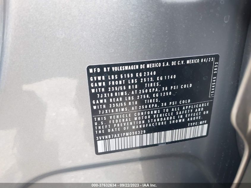 VIN 3VVNB7AX1PM096329 2023 VOLKSWAGEN TIGUAN SE