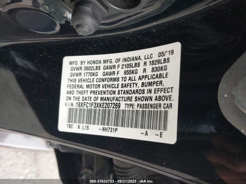 2019 HONDA CIVIC SEDAN EX - 19XFC1F3XKE207269