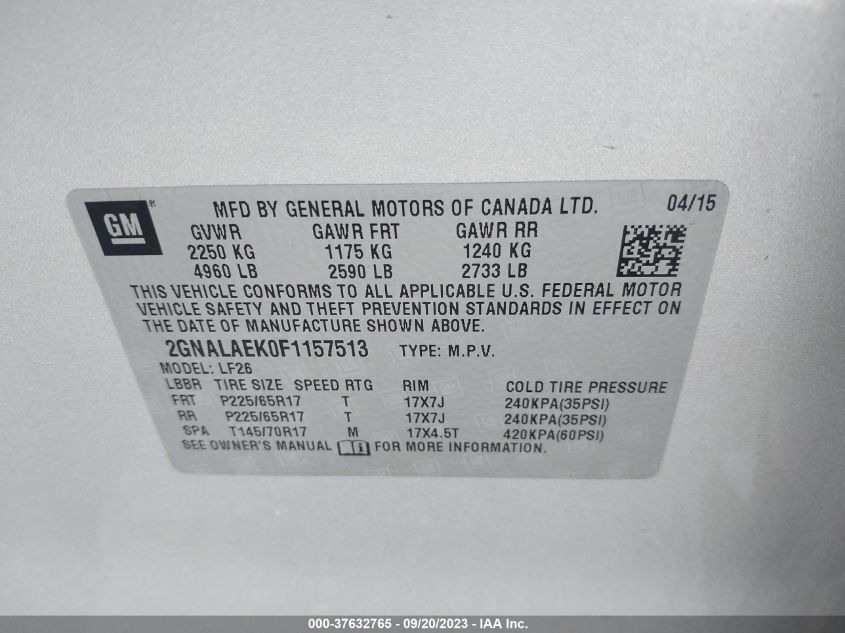 2015 CHEVROLET EQUINOX LS - 2GNALAEK0F1157513