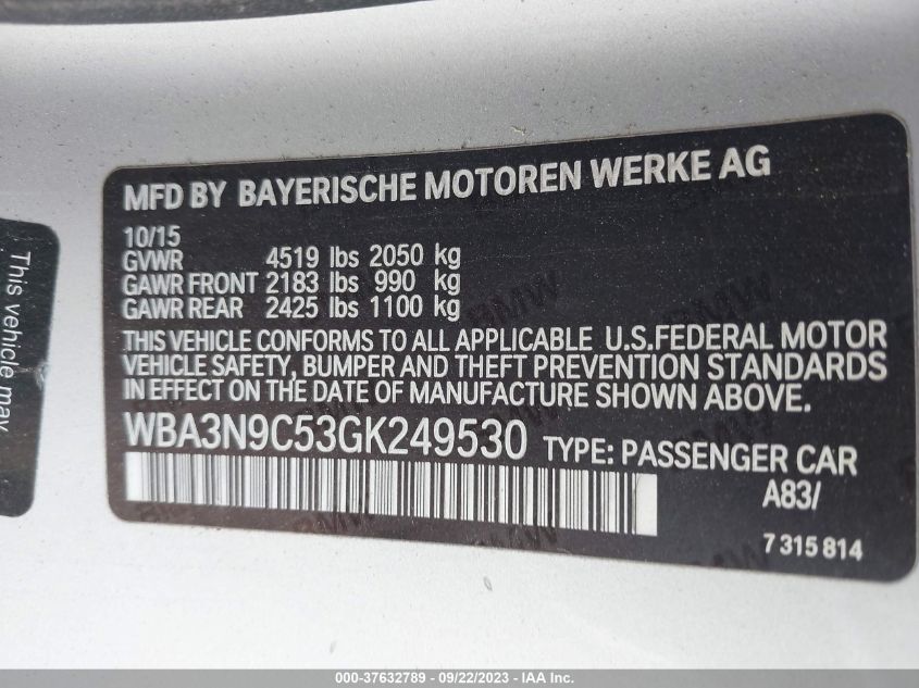 2016 BMW 428I XDRIVE WBA3N9C53GK249530