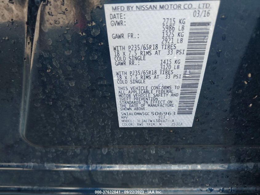 2016 INFINITI QX60 - 5N1AL0MN5GC506963