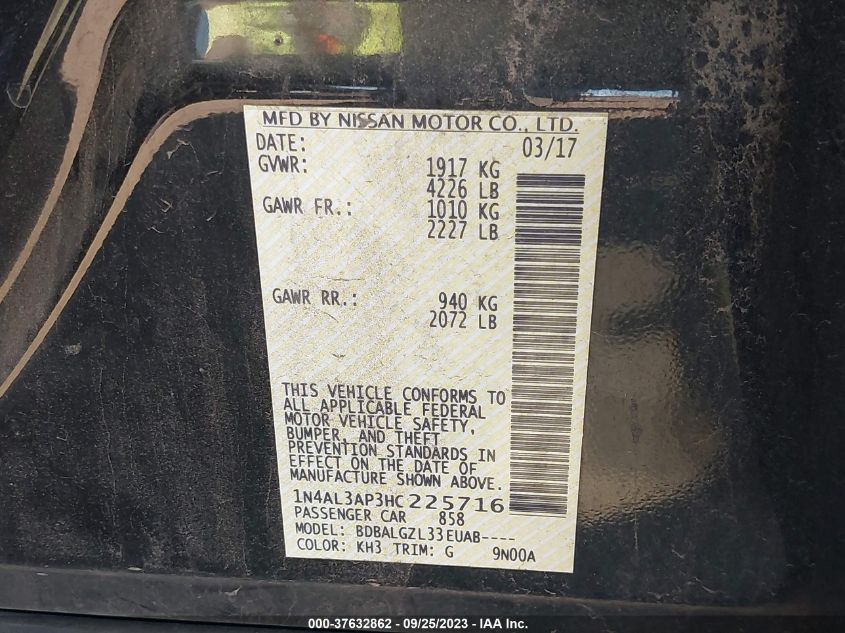 VIN 1N4AL3AP3HC225716 2017 NISSAN ALTIMA 2.5 S