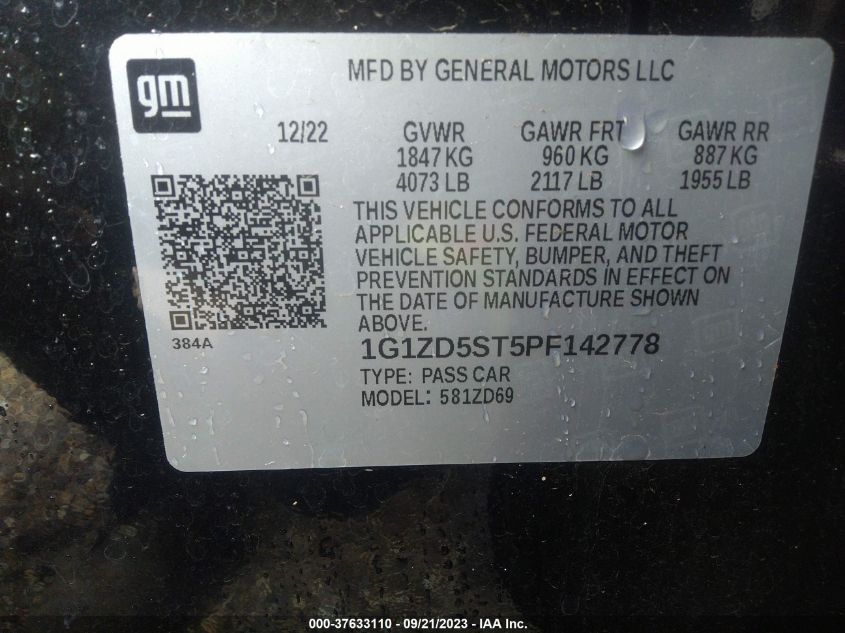 2023 CHEVROLET MALIBU LT - 1G1ZD5ST5PF142778