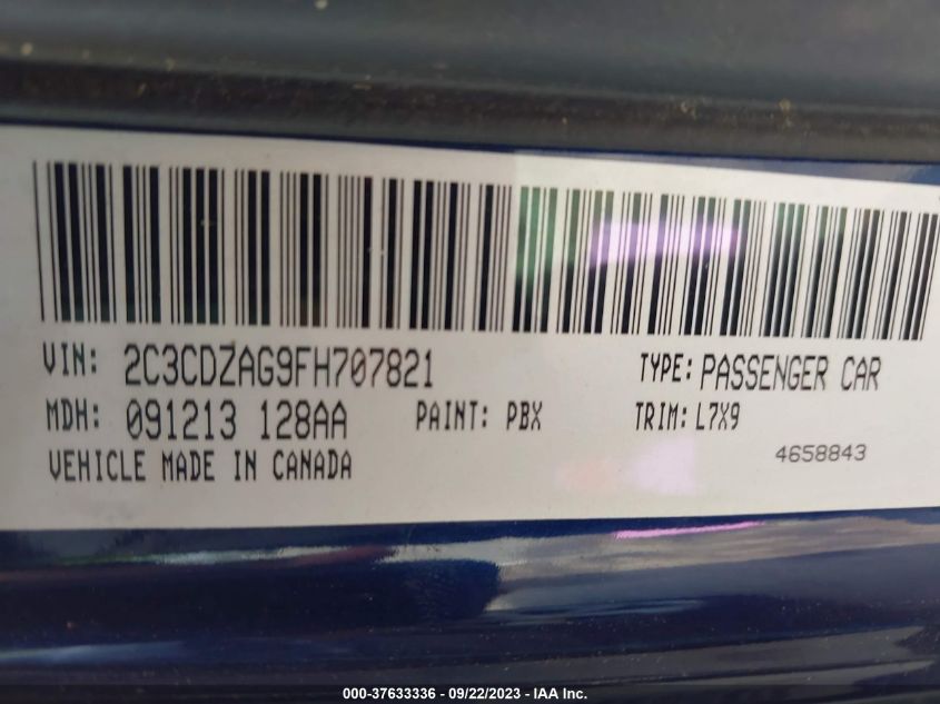 2015 DODGE CHALLENGER SXT - 2C3CDZAG9FH707821