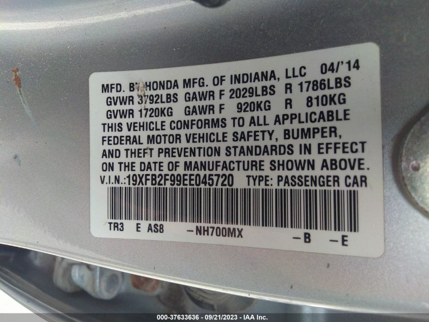 2014 HONDA CIVIC SEDAN EX-L - 19XFB2F99EE045720
