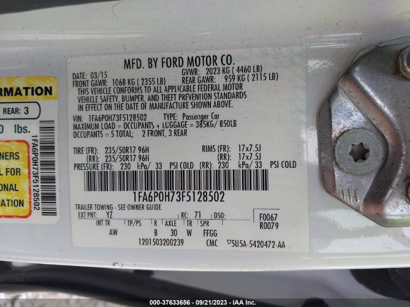 2015 FORD FUSION SE - 1FA6P0H73F5128502