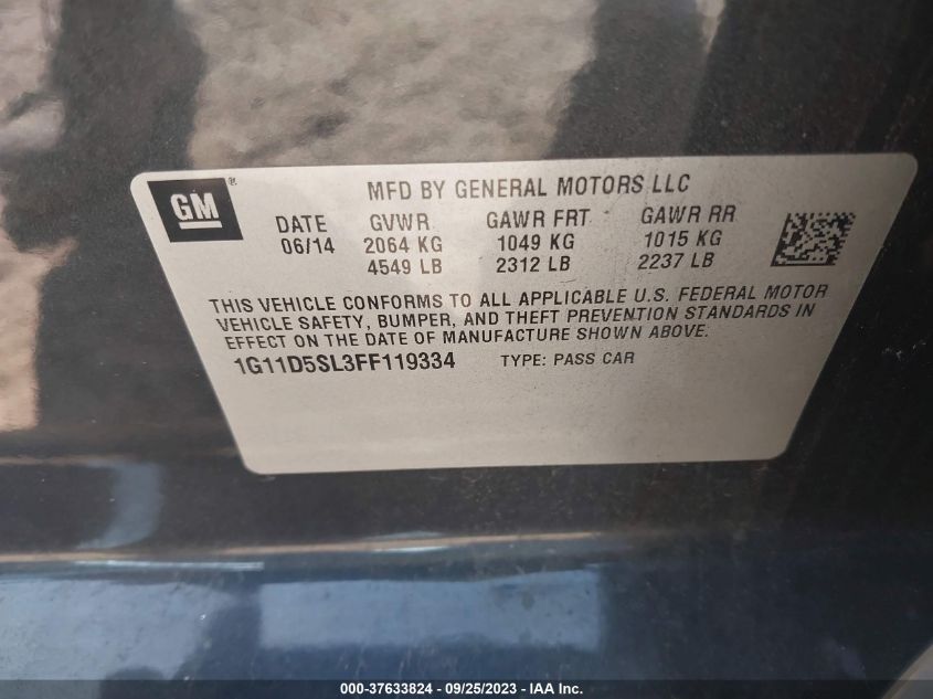 2015 CHEVROLET MALIBU LT 1G11D5SL3FF119334