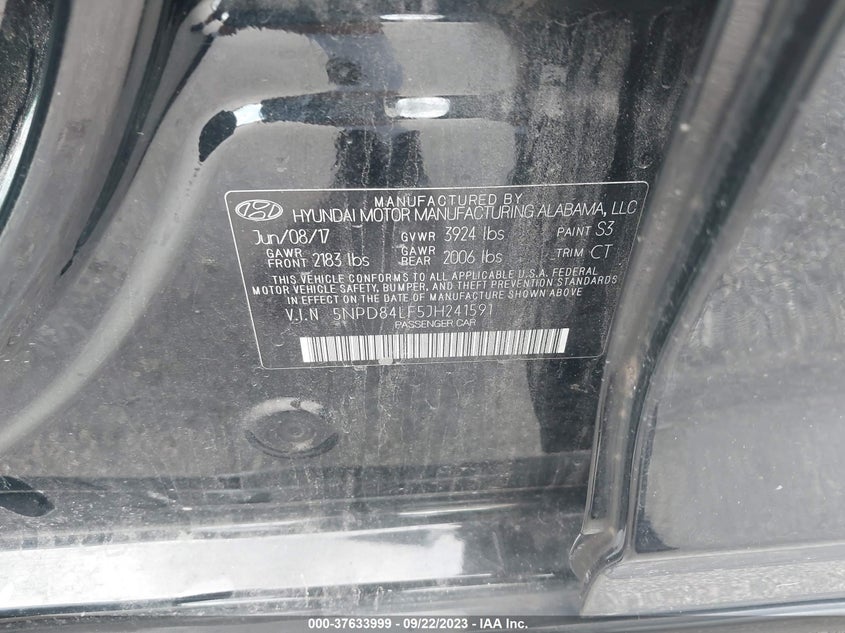 VIN 5NPD84LF5JH241591 2018 HYUNDAI ELANTRA SEL